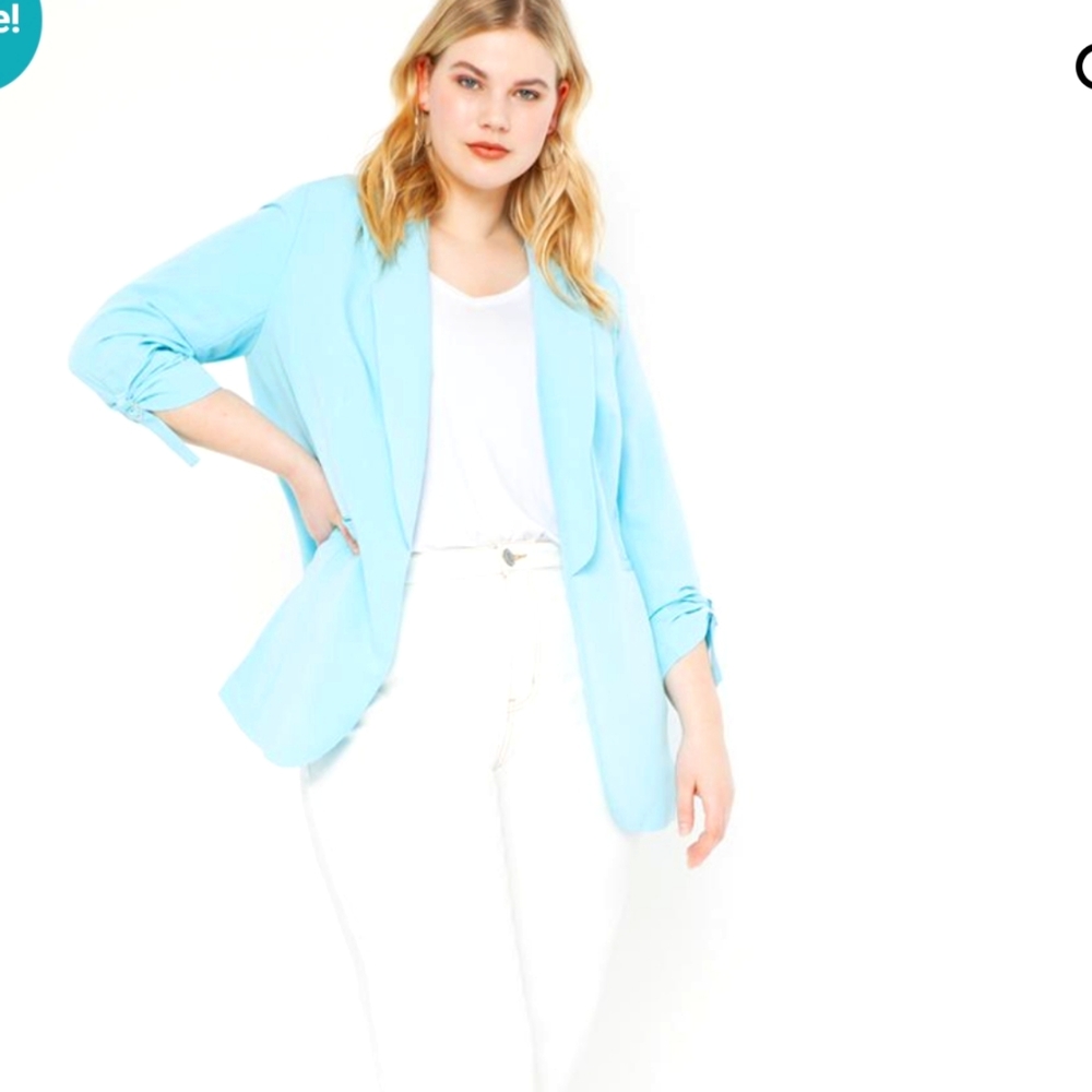 Eloquii blazer, tiffany blue, sz 14 like new